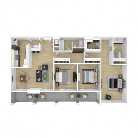 Floor plan for 3 beds, 2 baths, 1650 sqft